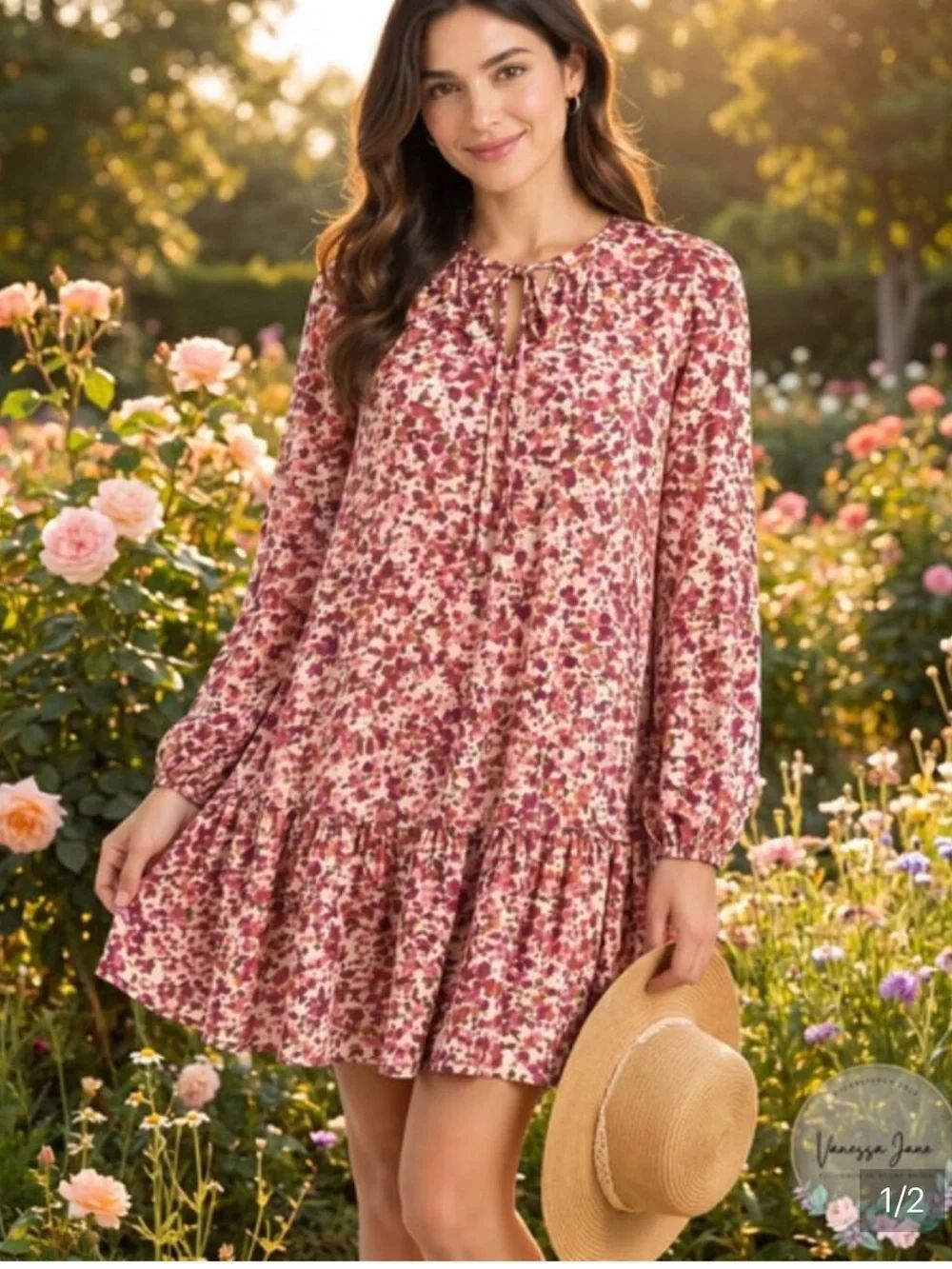 J.Crew Dress raglan floral  size small with ruffle